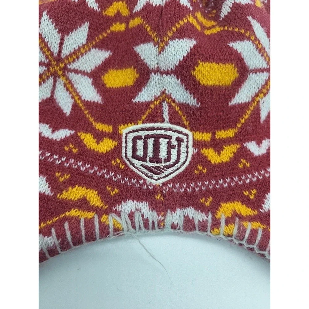 Atlanta Flames Chullo/Peruvian Snow Hat, Burgundy & Goldenrod